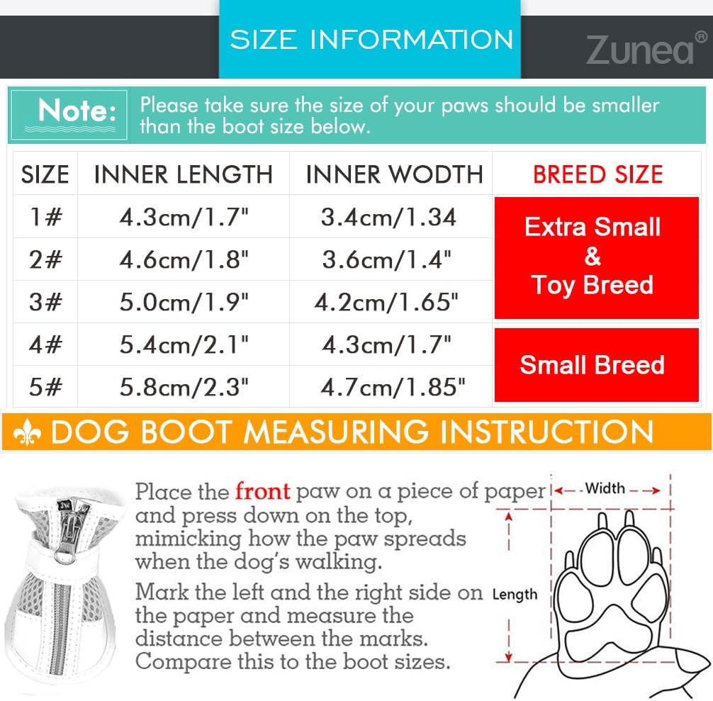 Zunea Small Dog Shoes for Hot Pavement, Breathable Mesh Summer Puppy Boots