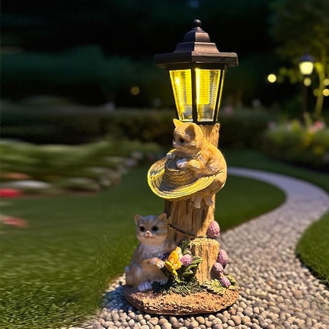 Solar Cat Outdoor Statue, Garden Statue - Image 6
