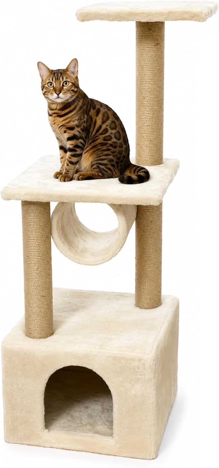 A&E Cage Co Carousel Climber Cat Tree with Ball Track, 10"x10"x14"