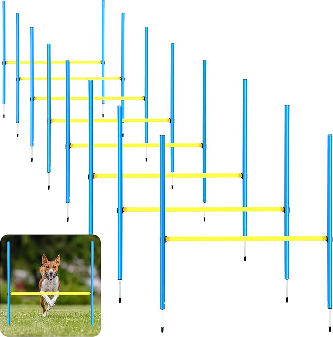 8 Set Dog Agility Jump Adjustable Dog Agility Hurdle Training Equipment by Hollowfly