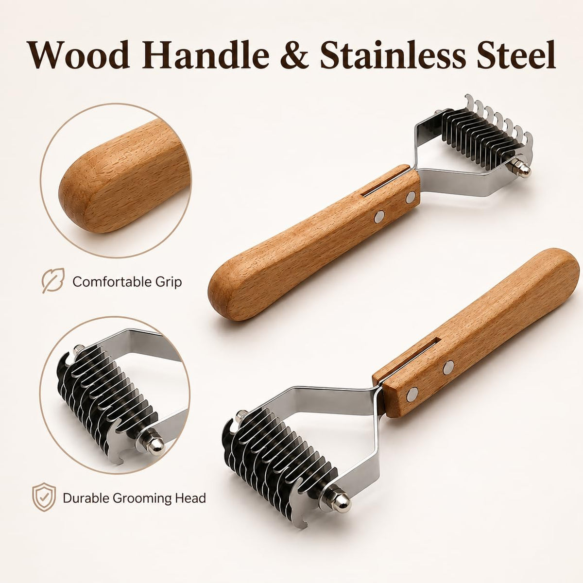 Undercoat Rake for Dogs & Cats, Dual-Sided Dematting & Deshedding Comb