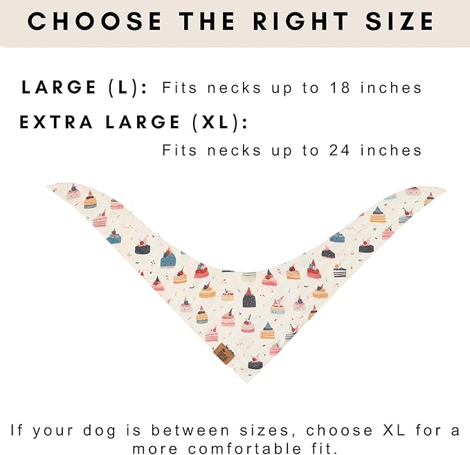 Birthday Dog Bandanas Extra Large, Reversible Colorful Cakes Stripes, Soft - Image 4
