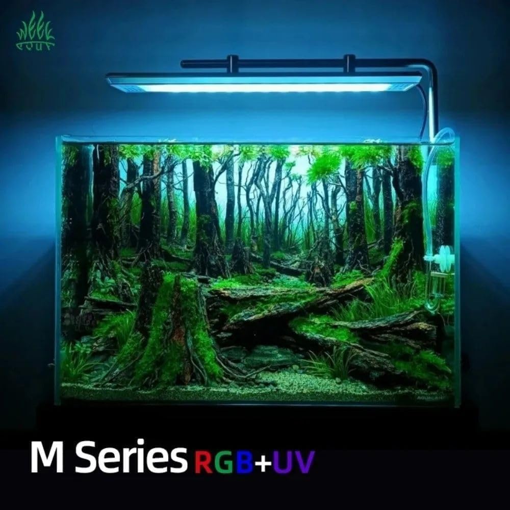 Week Aqua M1200Pro-D2 100W 6000LM Full Spectrum Aquarium Light, RGB+UV App Controlled Plant Grow Light with Timing Dimming for 120-140cm Freshwater Planted Tanks (M1200Pro-D2)