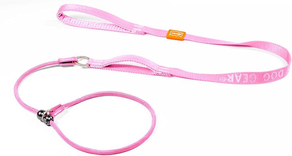 Slip Lead Dog Leash with 2 Spring-Loaded Stoppers (Pink 5.0FT)