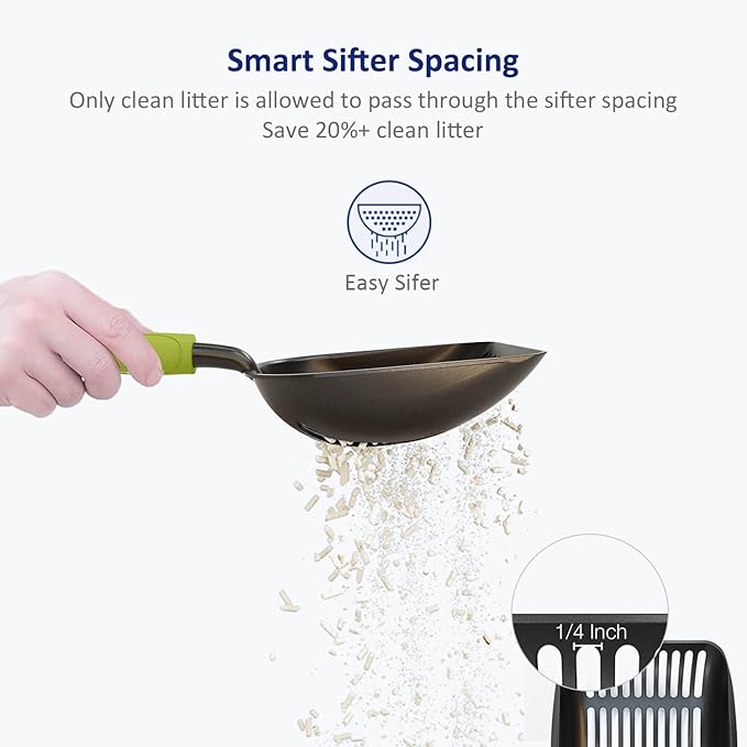 WePet Cat Litter Scoop, Non-Stick Plated Aluminum Alloy Sifter, Kitty Durable - Image 3