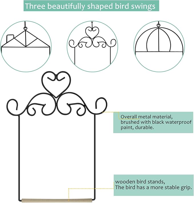3PK Metal Frame Hummingbird Swings and Perches - Image 3