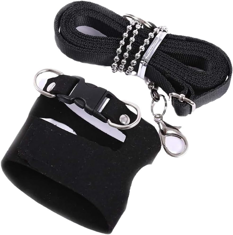 3 Pack Squirrel Harness and Leash Set - Adjustable Traction Rope Strap Anti-Biting Chain,Small Animal Training Walking Vest Leash for Squirrel Gerbil Chinchilla Rat (Black, 3 Pack(S/M/L))