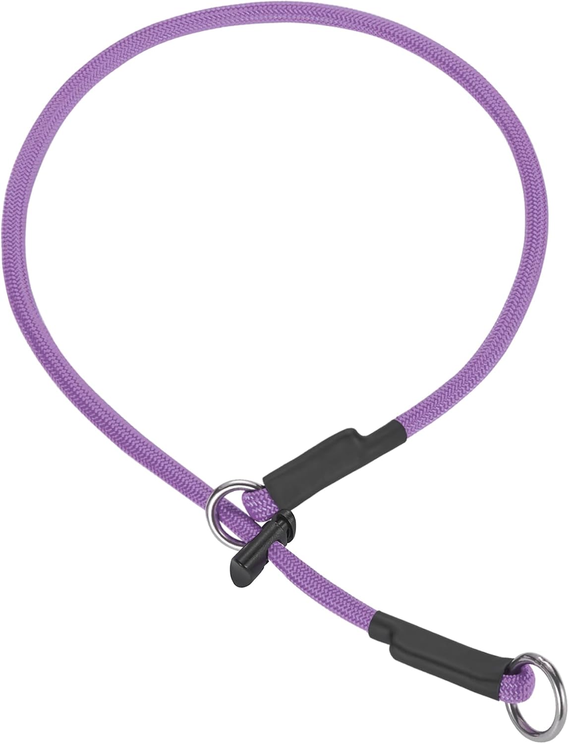 Martingale Dog Collar, 5/16” High-Strength Nylon Rope Slip Collar with Spring-Loaded Adjustable Stopper for Small, Medium & Large Dogs(Black, 22 inch)