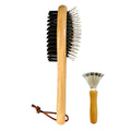 Double Sided Pet Slicker Brush with Bamboo Handle for Dogs and Cats, Grooming Comb for Shedding, Tangles, and Dead Undercoat