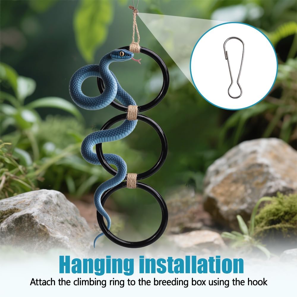 DONGKER Snake Climbing Rings,Hanging Installation Ball Python Enrichment Toys for Corn Snakes Garter Snakes Iguana Lizards Chameleons
