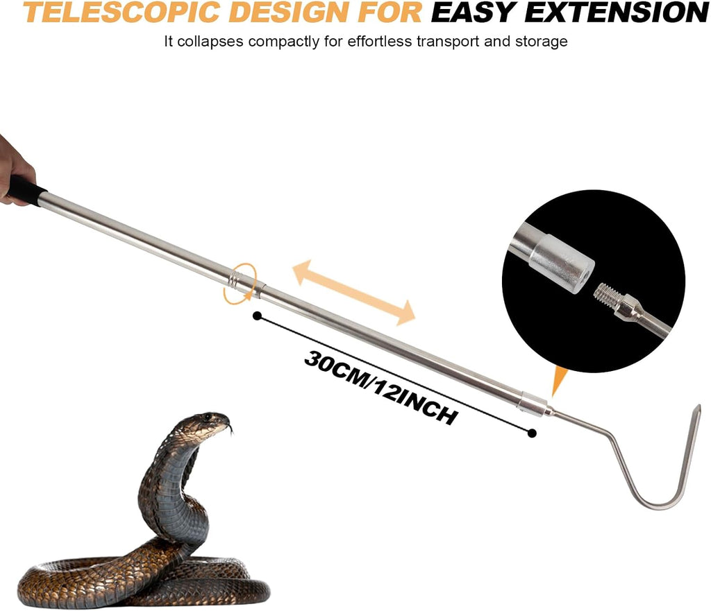 Snake Hook, Stainless Steel Extensible Snake Grabber Tool 33 inch