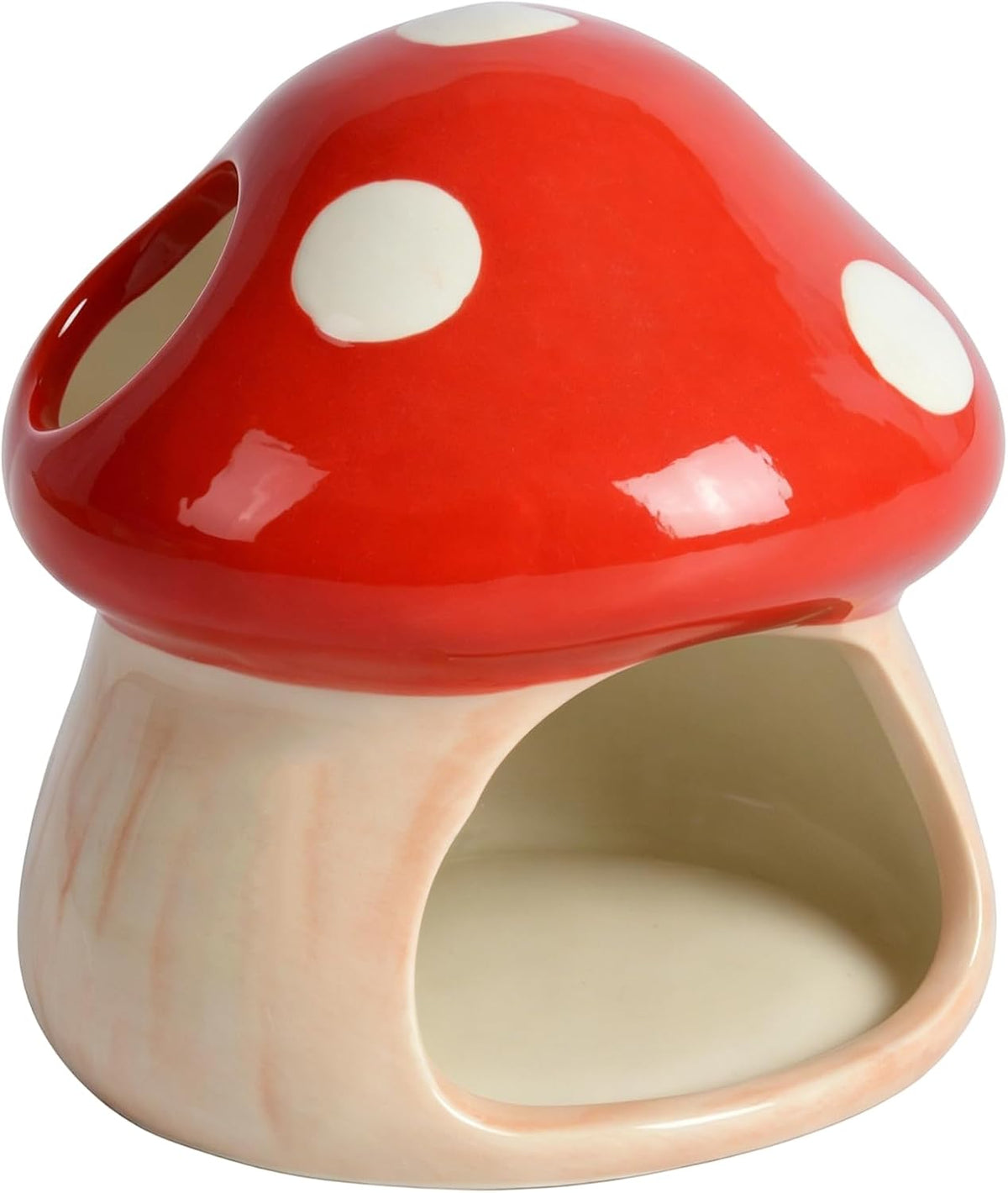 Ceramic Aquarium Mushroom House, Betta Fish Hideout Shrimp Cave, Pink