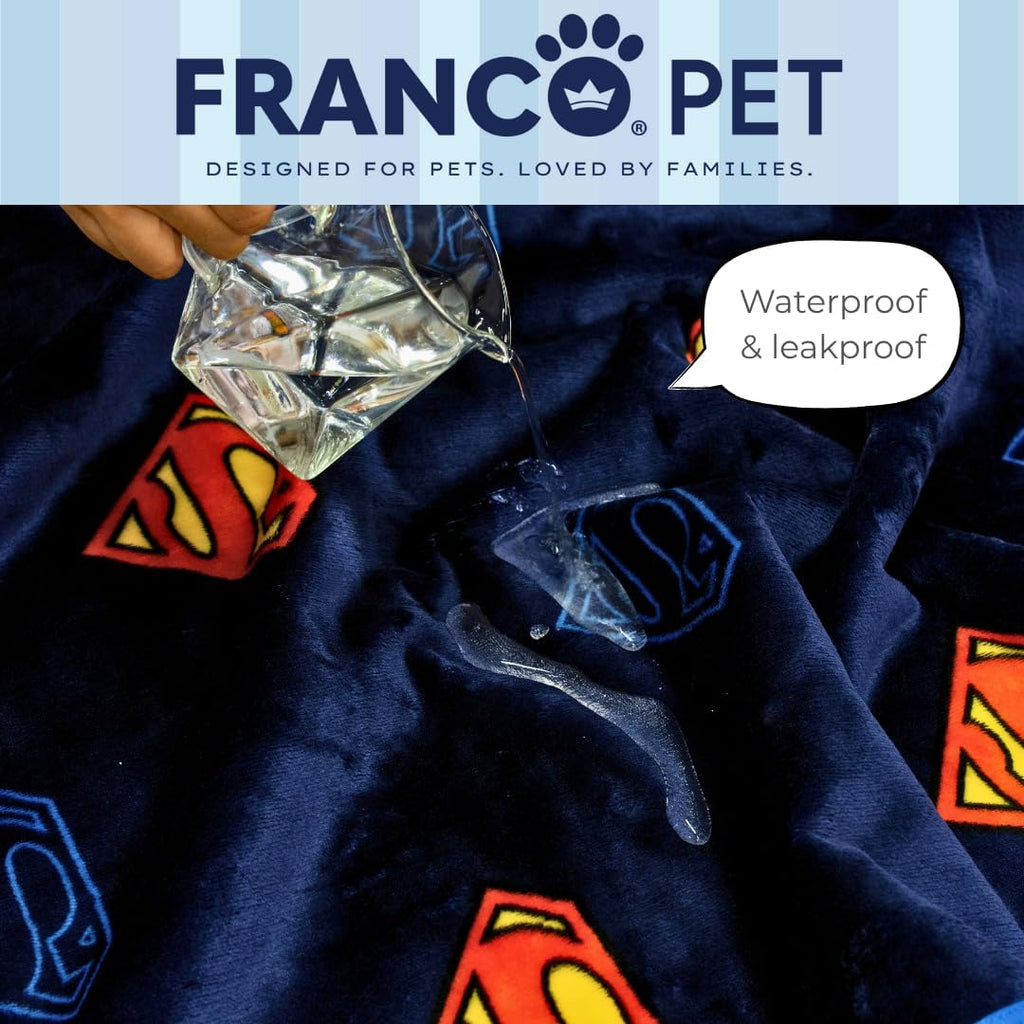 Franco Superman DC Comics Waterproof Dog Bed Cover, Large 30x40 Pet Blanket for Furniture Bed Couch Sofa, (Officially Licensed)