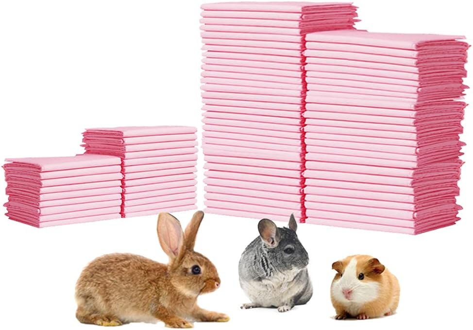 Amakunft Rabbit Pee Pads, Pet Toilet/ Potty Training Pads, Super Absorbent Guinea Pig Disposable Diaper for Hedgehog, Hamster, Chinchilla, Cat, Reptile and Other Small Animal (20pcs-18 x13, Blue)