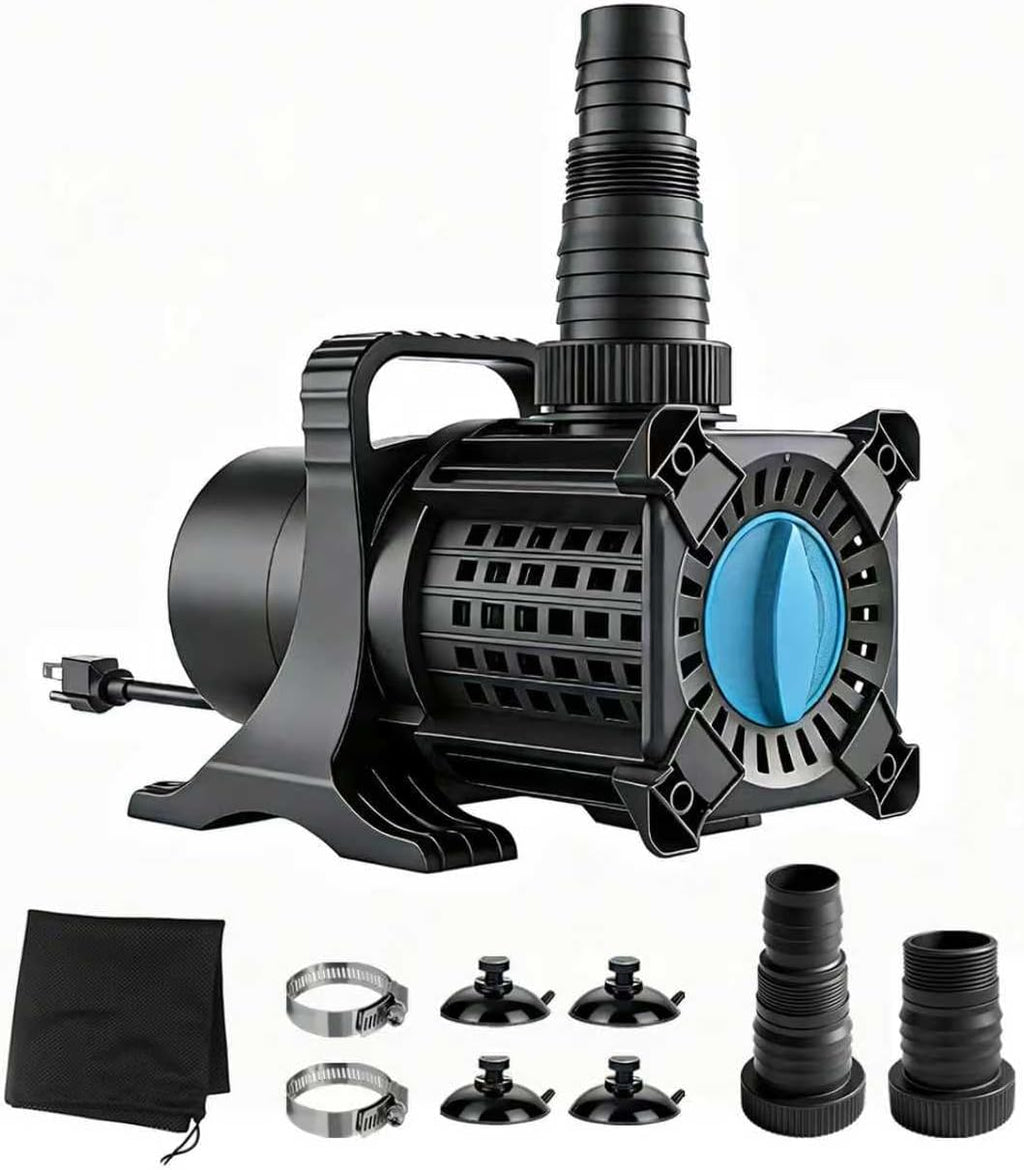 OYO WATER Pond Pump, 5100 GPH Adjustable Flow Submersible Water Pump with Filter Bag, UL Listed Copper Motor, IPX8 Waterproof 20.3ft Cord for Koi Pond, Fountain, Waterfall, Hydroponics, Irrigation