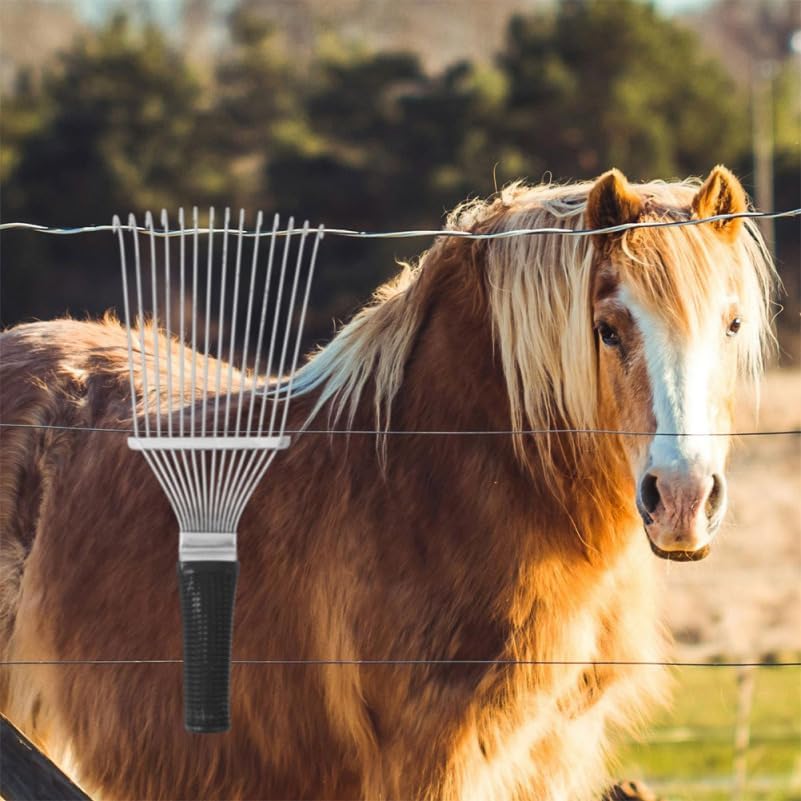 VICASKY 2pcs Livestock Grooming Rake Horse Mane and Tail Brush Furizzy Grooming Rake Versatile Animal Back Scratcher Deshedding Brush for Cashmere and Wool