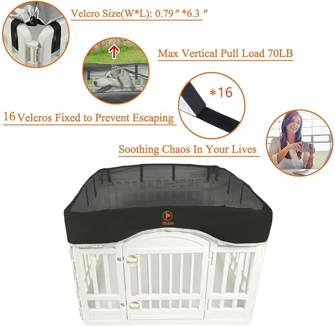 PJYuCien Dog Playpen Mesh Top Cover, Fits 36 Inch 4 Panels Regular Square - Image 4