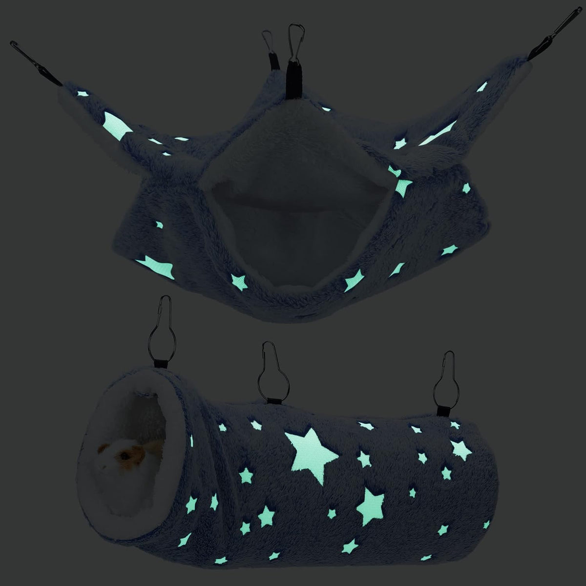 Noctilucent Luminous Guinea Pig Rat Hammock Bunkbed Hanging Tunnel Hideout
