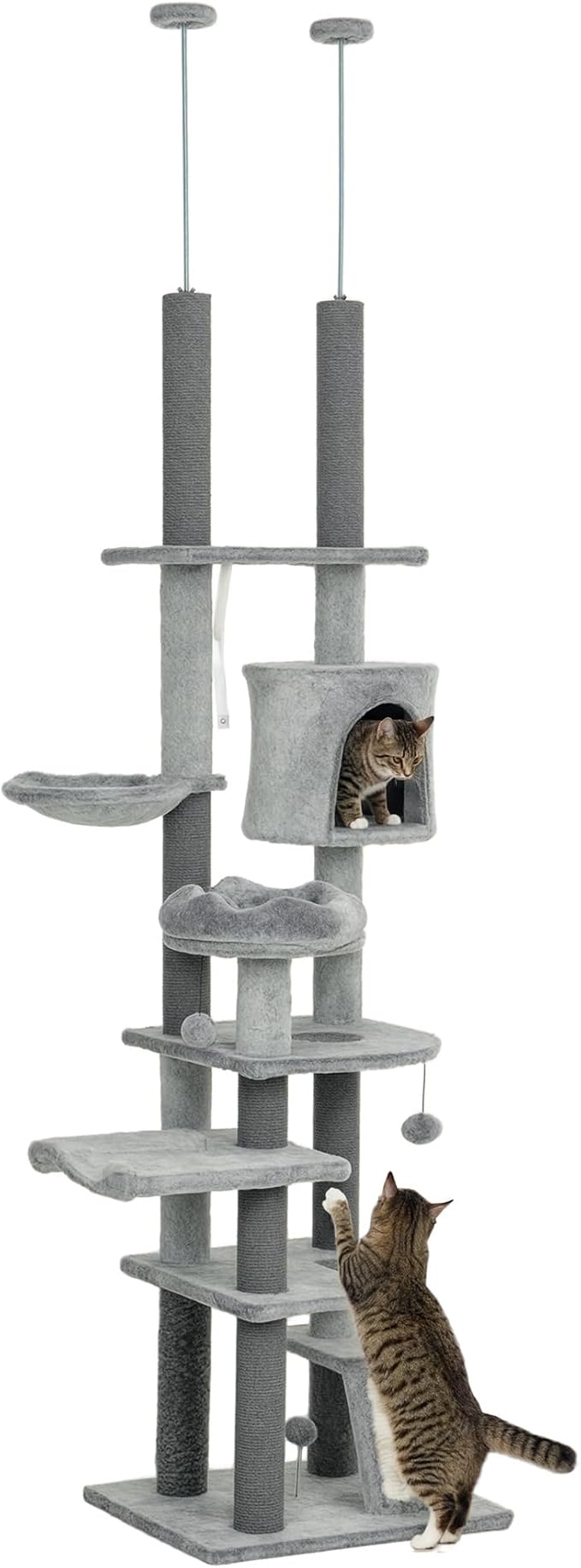 PawHut Floor to Ceiling Cat Tree, Scratching Posts & Ramp by PawHut