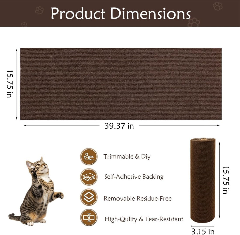 Cat Scratch Furniture Protection, Cat Scratch Mat for Couch Brown