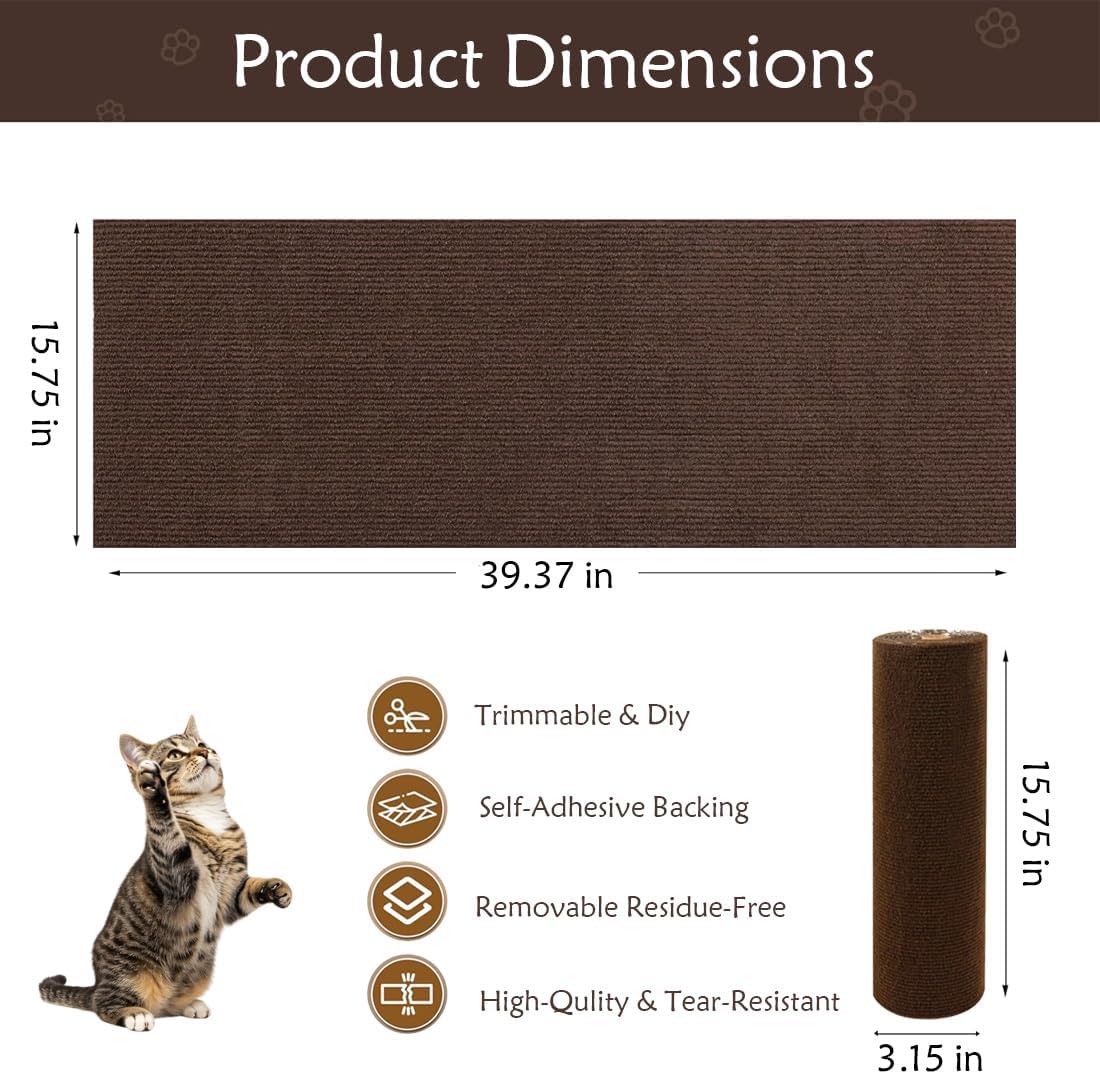 Cat Scratch Furniture Protection, Cat Scratch Mat for Couch Brown