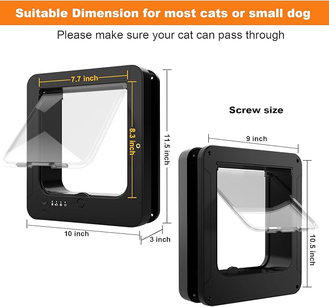 Smart Cat Door with 3 Collar Sensor, RFID Cat Door Collar Activated with Remote - Image 3