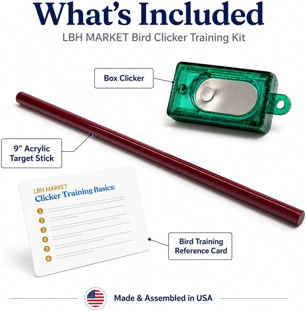 LBH MARKET Bird Clicker Training Kit Box Clicker & Target Stick, Red