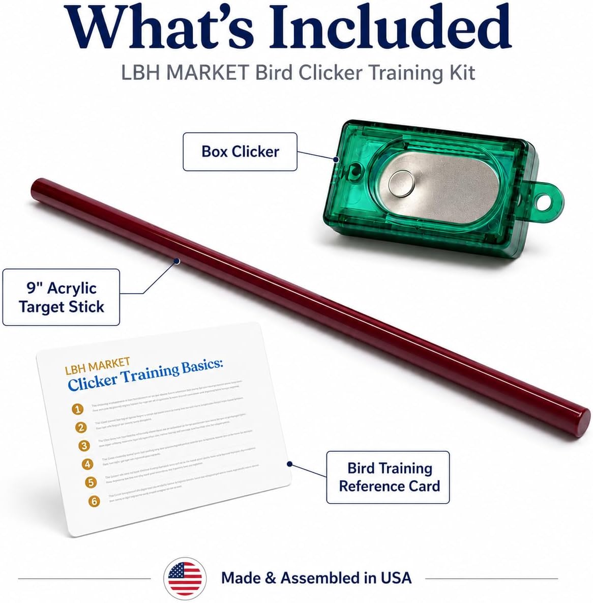 LBH MARKET Bird Clicker Training Kit Box Clicker & Target Stick, Red