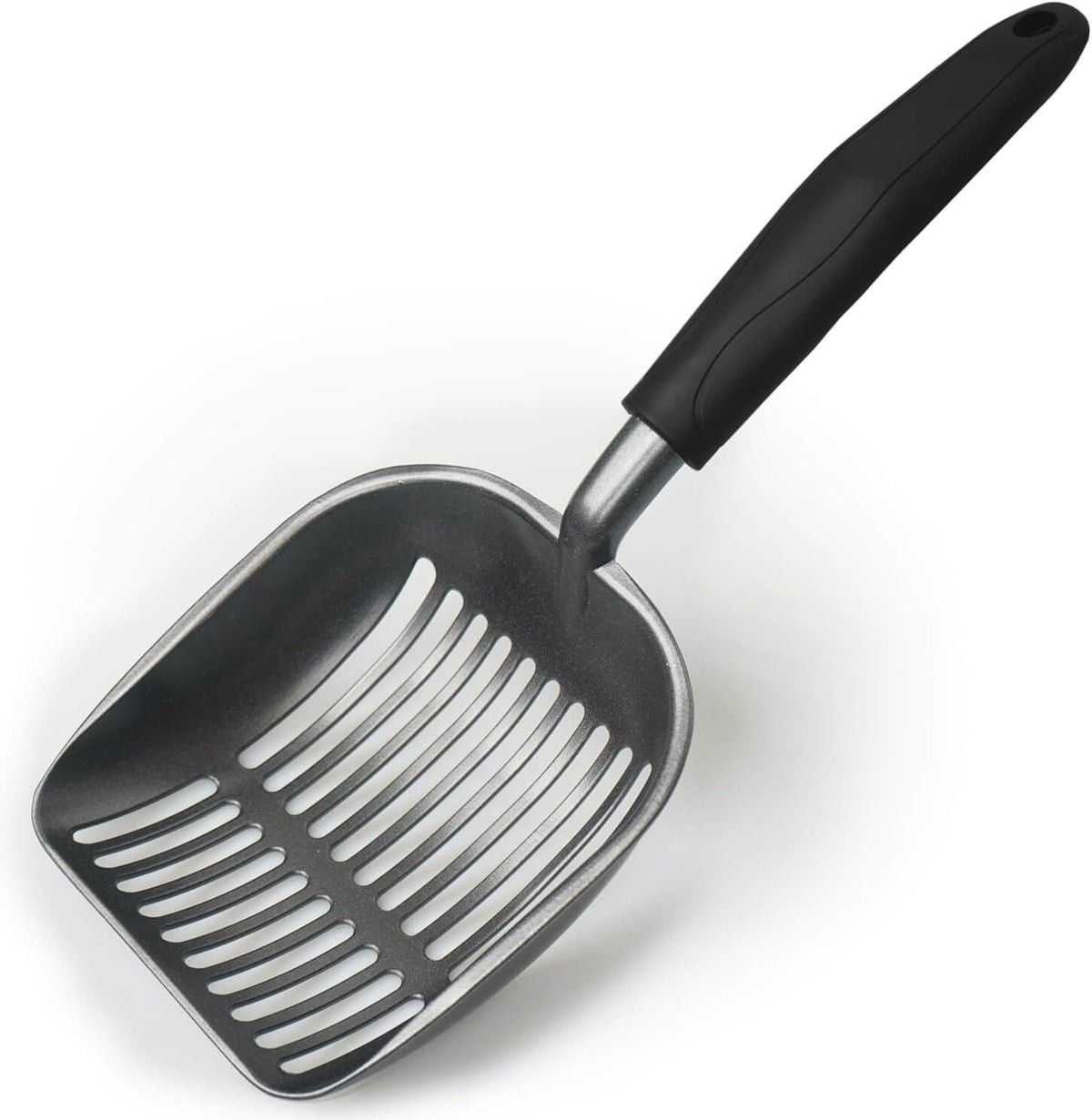Cat Litter Scoop, Kitty Metal Scooper, Aluminum Alloy Sifter, Kitten Pooper Lifter, Deep Shovel, Long Handle, Poop Sifting, Durable, Heavy Duty, for Litter Box