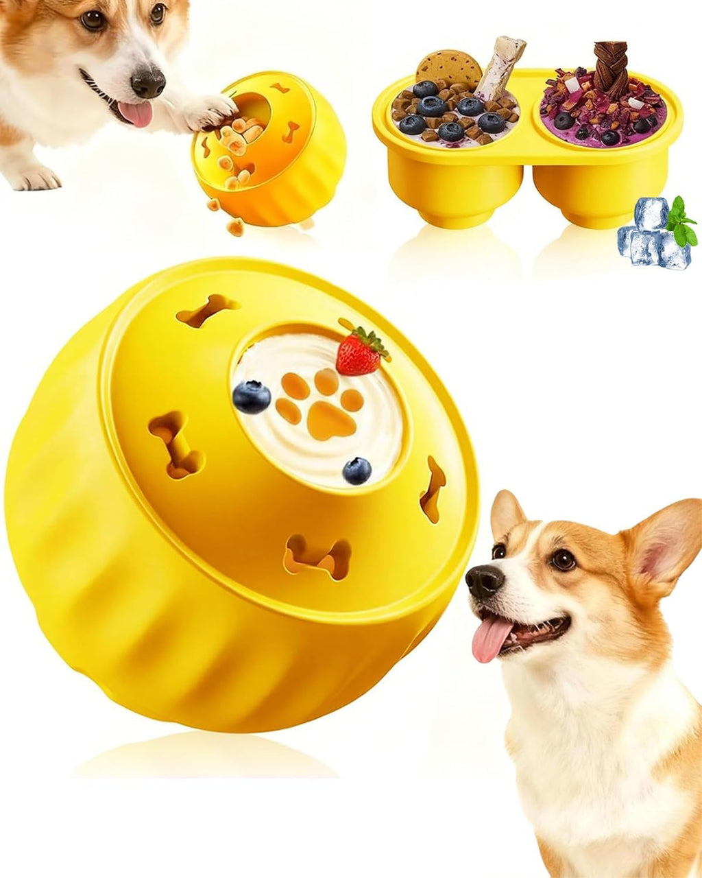 6 Value Pack Enrichment Toys for Dogs Lick Mat, Frozen Bone Power Chew & Frozen Dog Puzzle Toy, Treat Dispensing Slow Feeder Dog Enrichment Toys to Keep Them Busy for Stimulating & Cognitive Toys