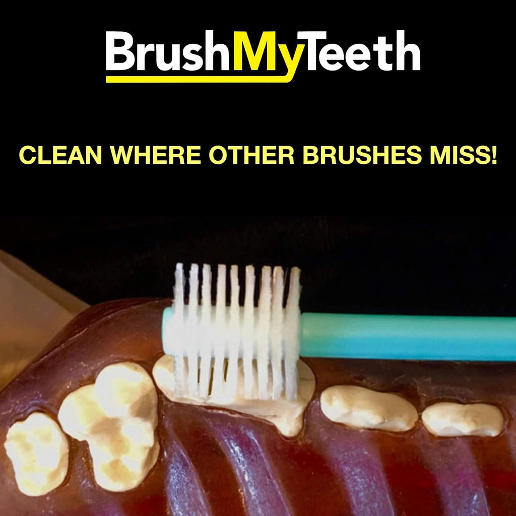 Brush My Teeth Big Dog Toothbrush, Rounded Brush Head with Soft Flexible Bristles for Safe and Gentle Brushing for Dogs, Any Large Breed or Puppy, Daily Brushing Adds Years of Healthy Life