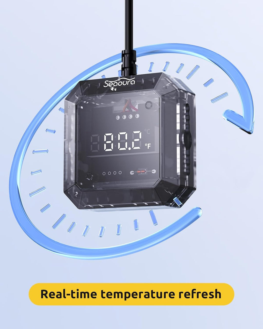 Aquarium Thermometer Submersible, Digital Fish Tank Thermometers with USB