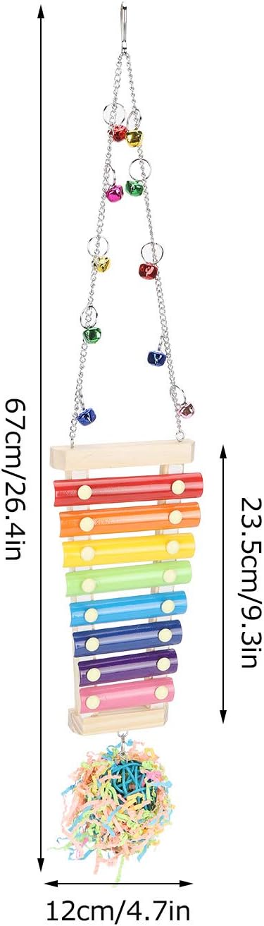 Zerodis Chicken Xylophone Toy,Hens Parrots Hanging Wooden Pecking Xylophone with Bell Coop Chicken Pecking Toys Chicken Swing Ladder Toys