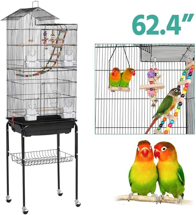 Yaheetech Bird Cage 64'' Medium Small Parrot Parakeet Bird Cages - Image 3