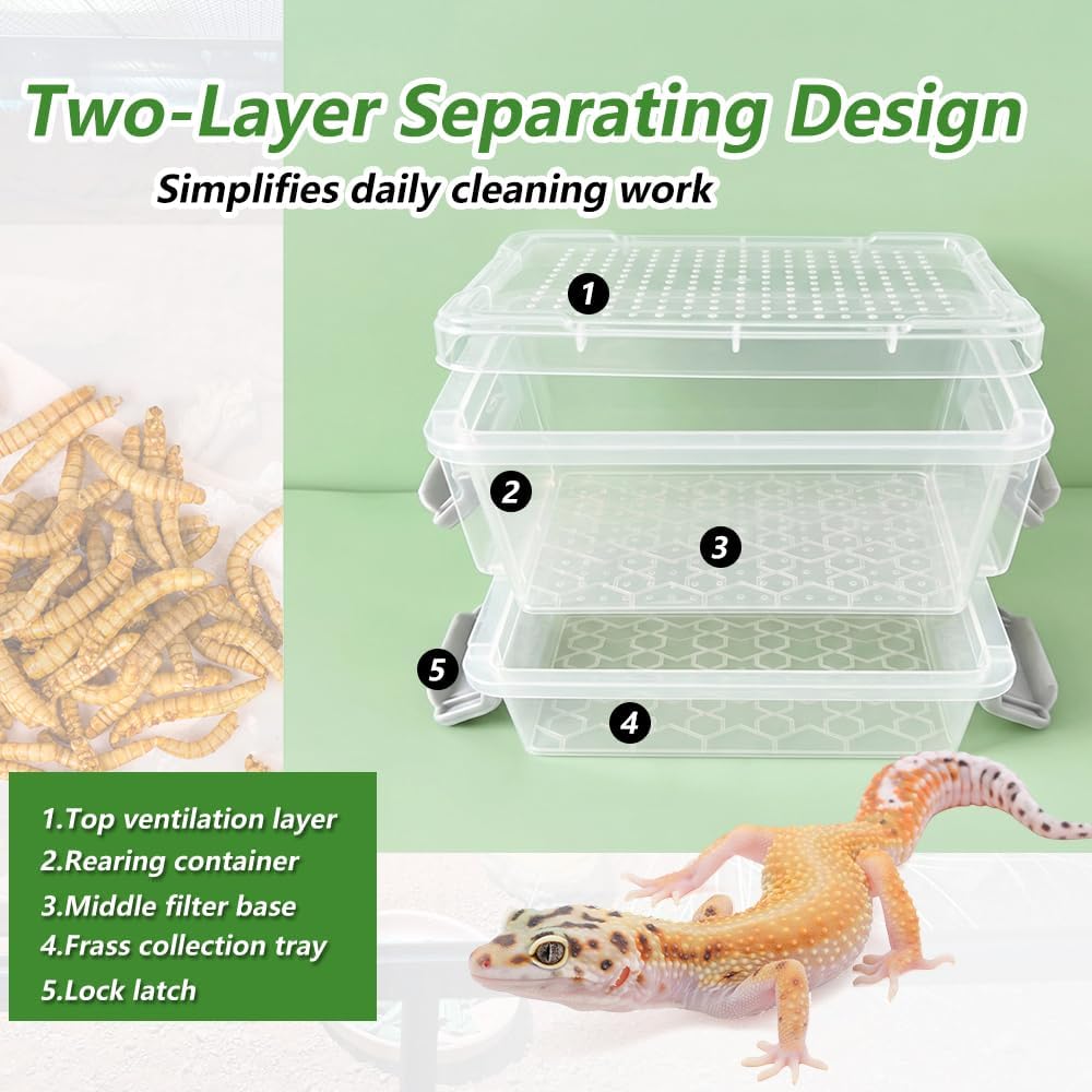 Two-Layer Mealworm Breeding Box Frass Separator Rearing Container