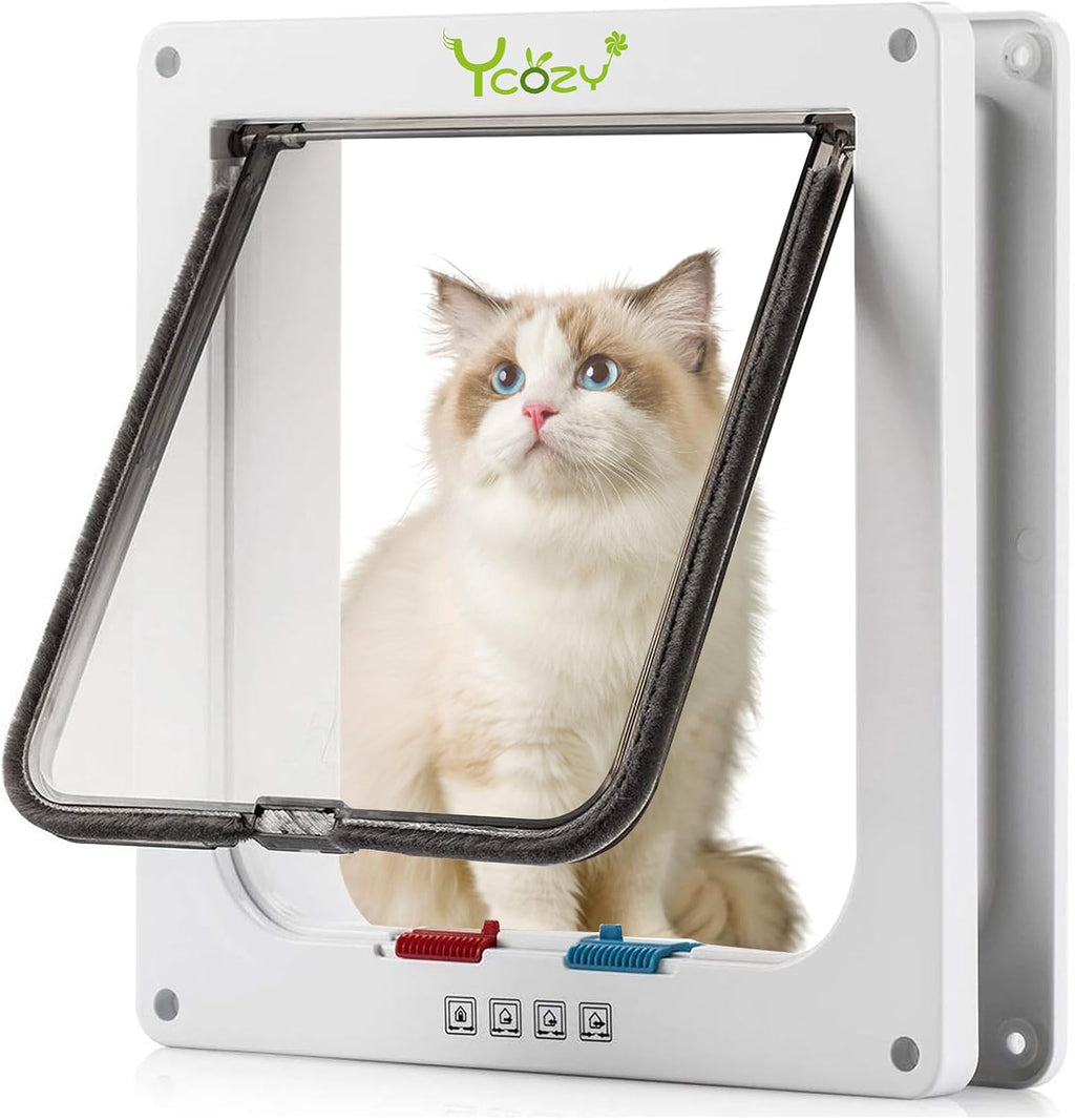XL Cat Doors Outer Size 11" x 9.8" 4-Way Locking Indoor Pet Door for Interior Exterior Door Wall Window, Weatherproof Cat Flap for Kittens & Dogs Easily Install