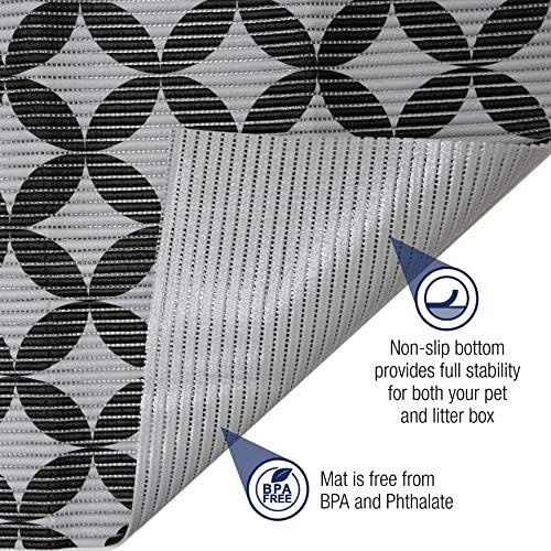 Fresh Kitty Durable XL Jumbo Foam Litter Box Mat – BPA and Phthalate Free, Water Resistant, Traps Litter from Box, Scatter Control, Easy Clean Mats – Gray Pattern 40”x 25” (9052)