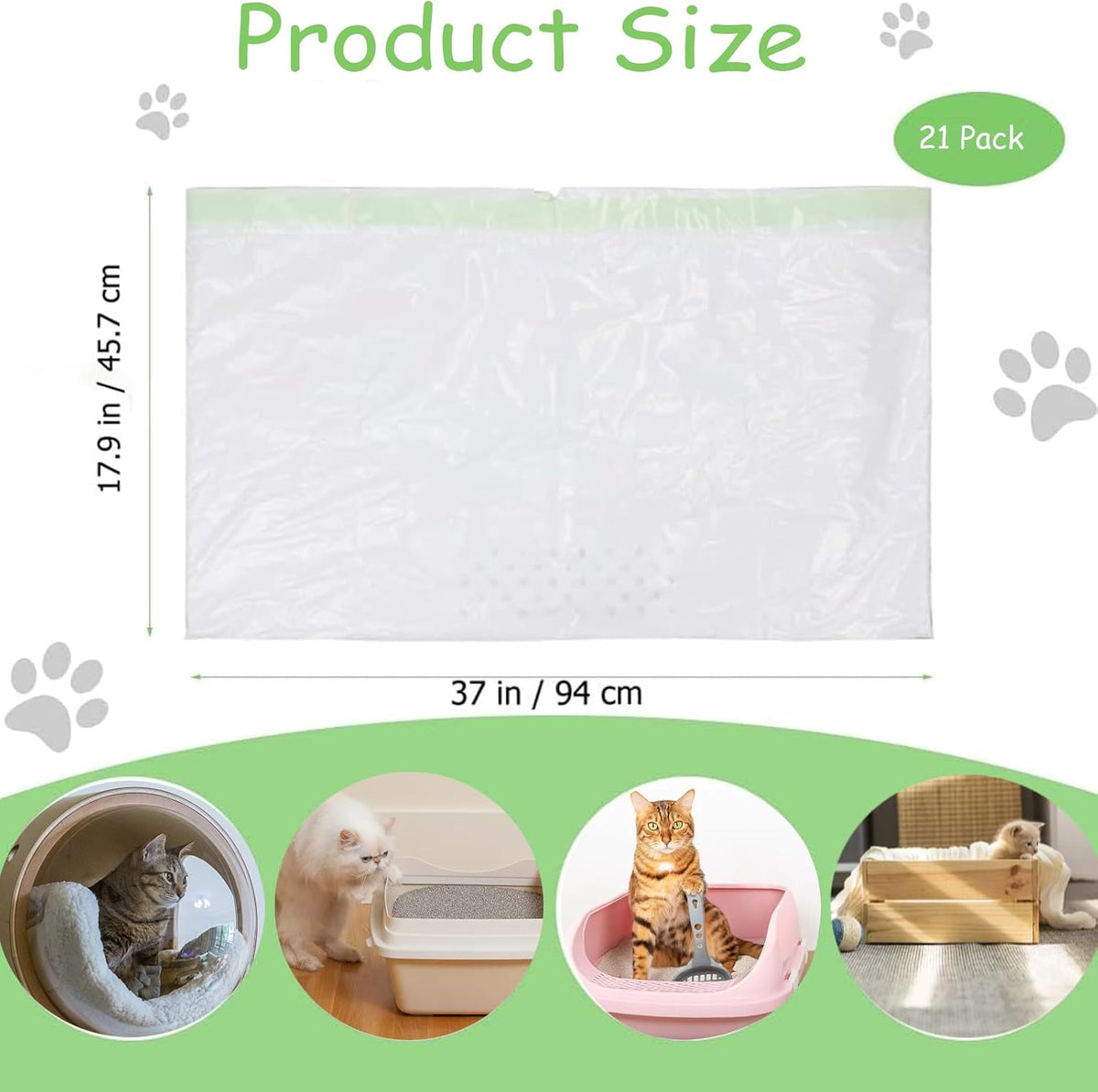 Sifting Cat Litter Liners with Holes 21 Count Large Drawstring