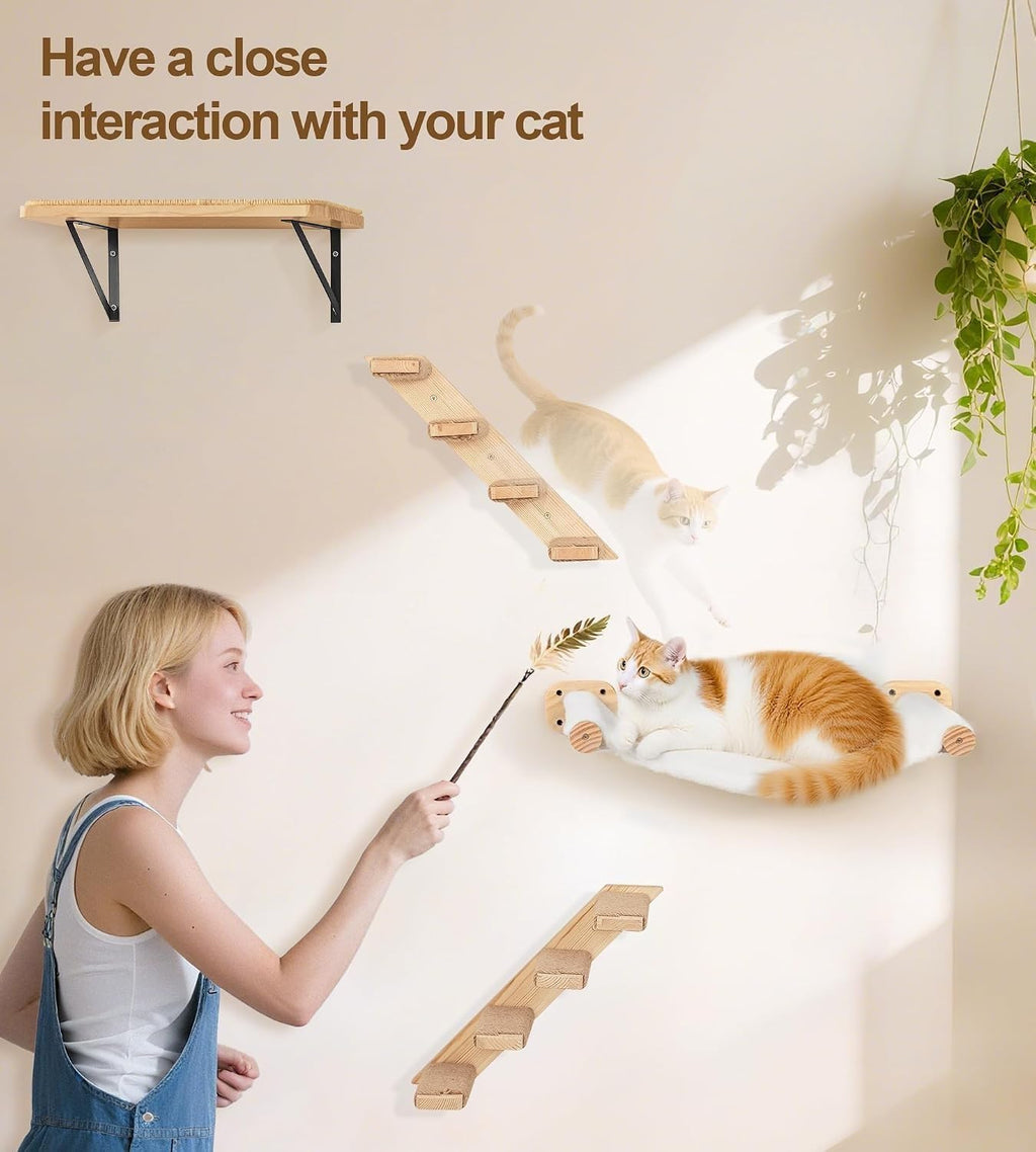 Cat Wall Hammock, Wall Mounted Reversible Plush-Canvas Bed for All Seasons