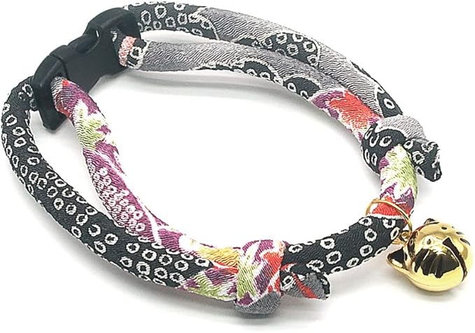 PetSoKoo Cat Collar with Kitty Face Bell. Cute Japan Chirimen Kitten Collar. - Image 2