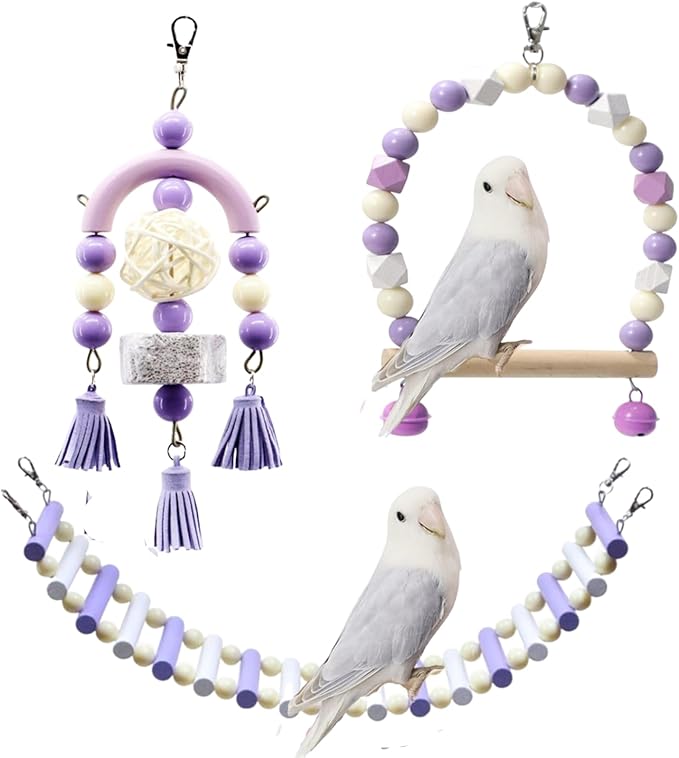 3PCS Bird Toys Bird Foraging Toys Chewing Hanging Birdcage Swing Cage by Unknown