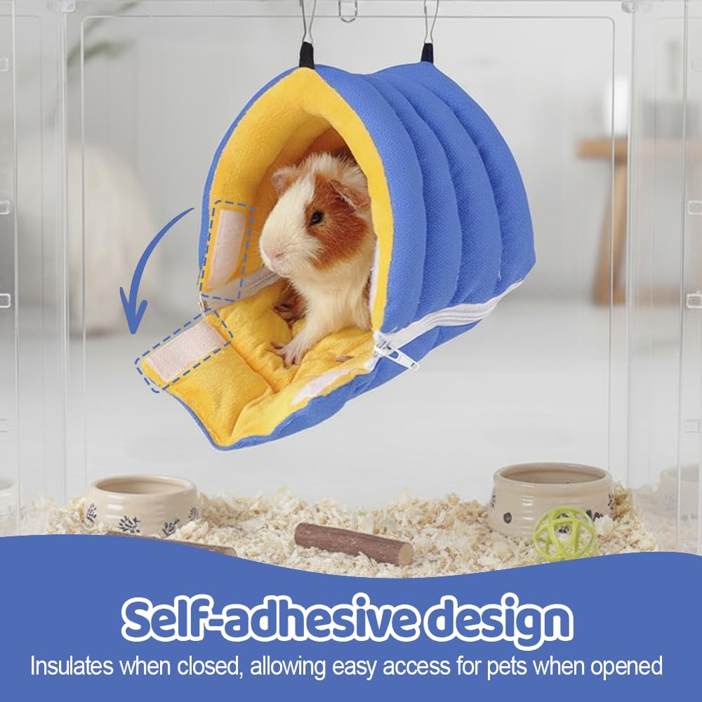 Small Animal Cave, Hanging Guinea Pig Hideout with Hook & Loop Fastener & 2Pcs Hooks, Detachable Small Animals Bed for Guinea Pigs, Chinchillas, Bunnies, Hamsters