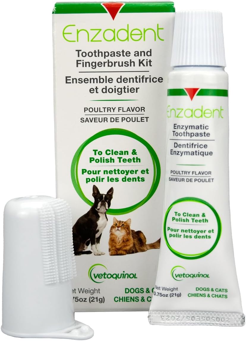 Vetoquinol Enzadent Toothpaste Kit with Fingerbrush, 0.75 oz