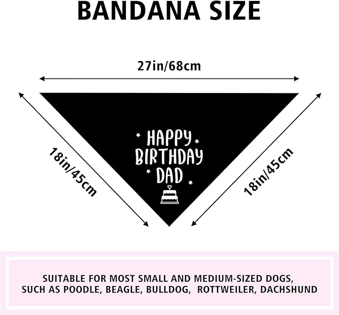 Happy Birthday Dad Dog Bandana for Dogs Black Bandana Funny Birthday Photo Prop - Image 5