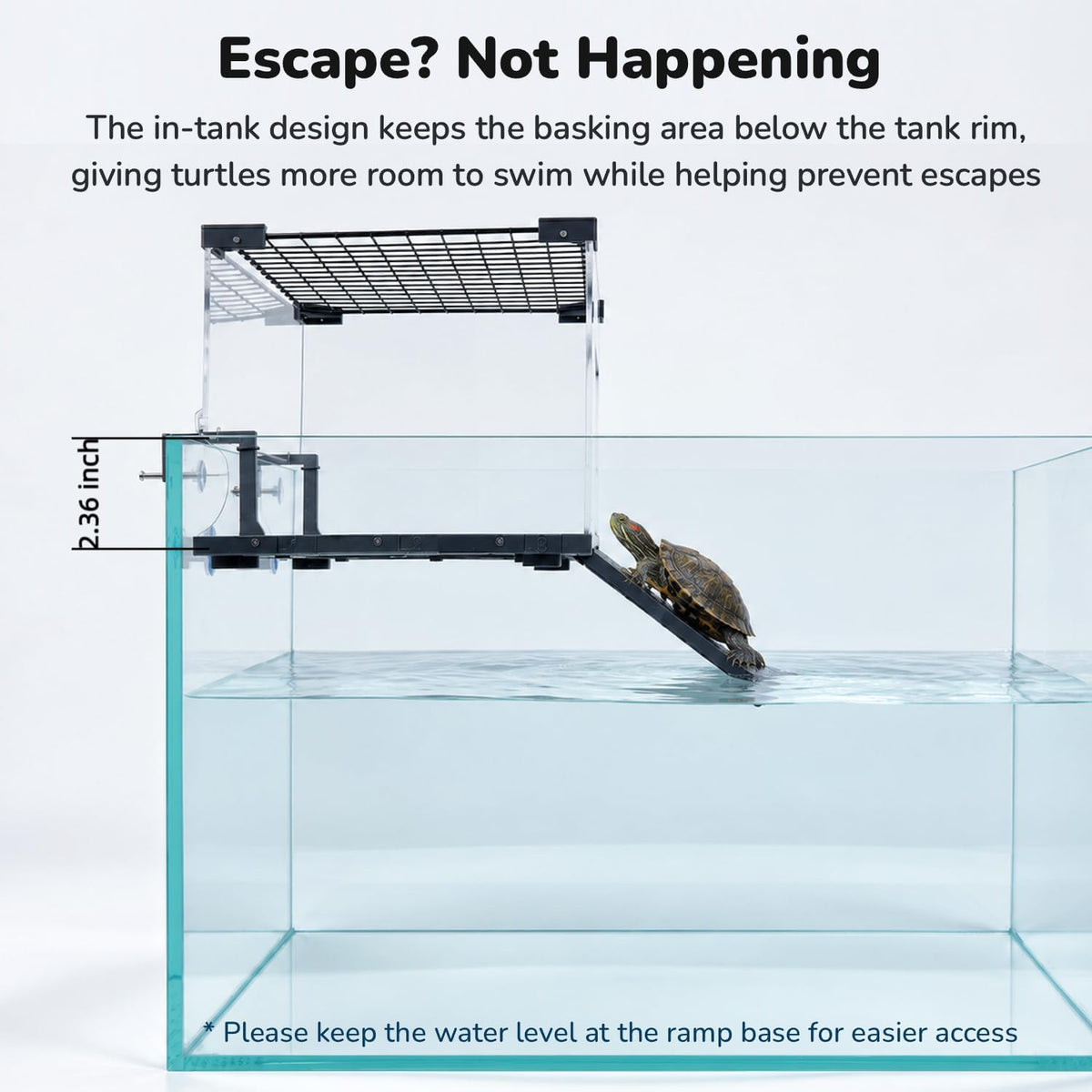 Escape-Proof Turtle Basking Platform Enclosure for 60-Gallon+ Tanks