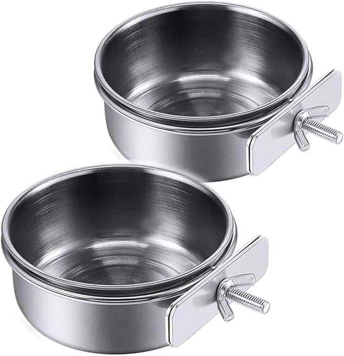 PINVNBY Parrot Feeding Cups Birds Food Dish Stainless Steel Parrot Feeders by PINVNBY