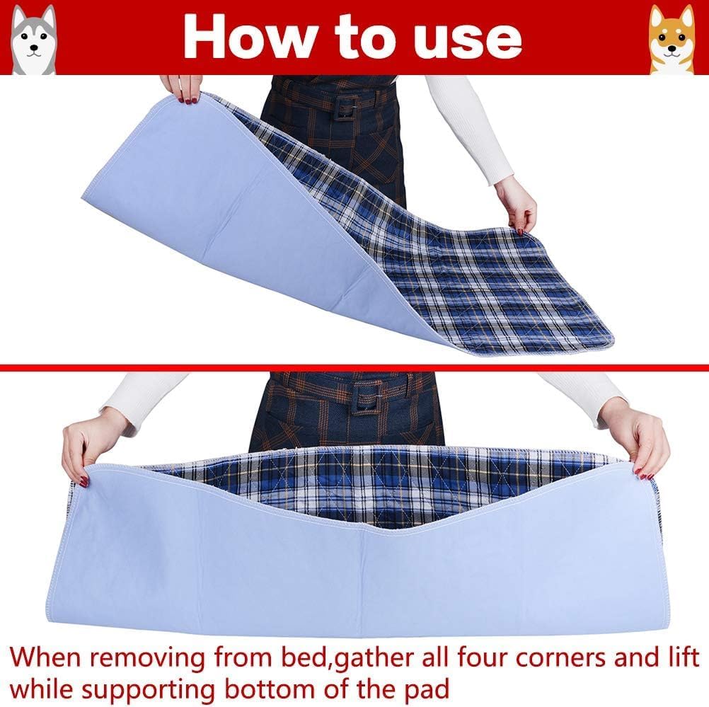 KOOLTAIL Reusable Puppy Pads, 2 Pack Washable Pee Pads for Dogs-Waterproof Non-Slip Plaid Puppy Training Pads, Absorbent Whelping Pads for Potty, Crate, Playpen, Bed, Sofa, Large Dog Mat, 31"x 36"