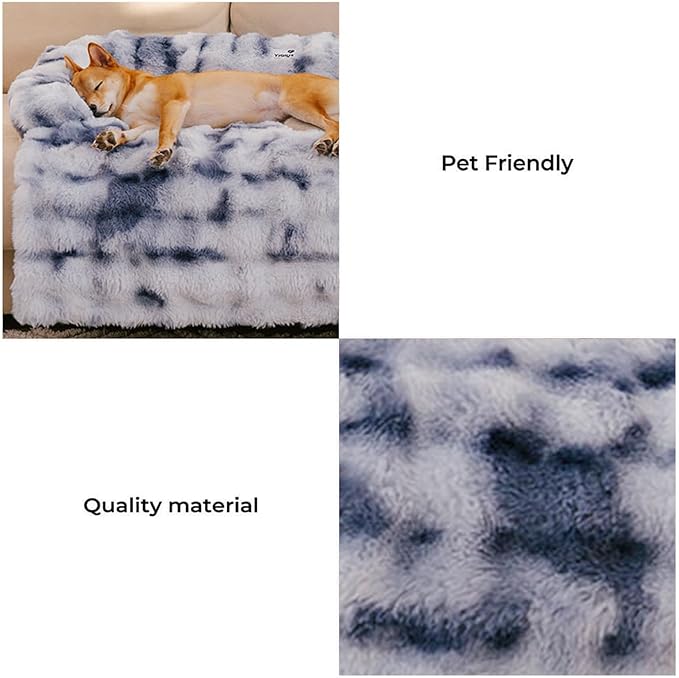FUNNY FUZZY Pet Fluffy Fuzzy Calming Dog Couch Bed Sofa Protector Washable Pets - Image 2