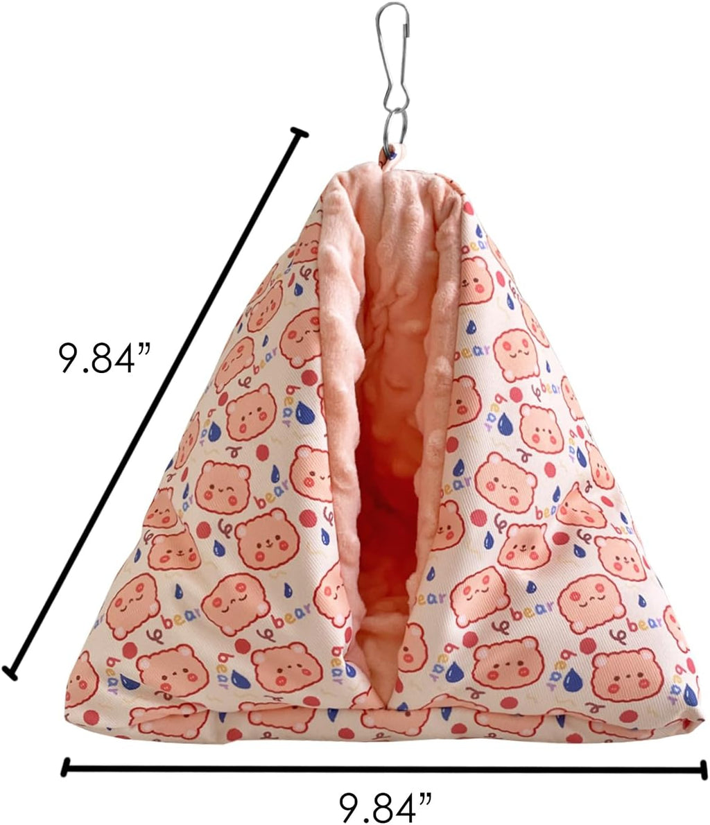 Handmade Cuddle Sack Sleeping Bag Pouch for Hedgehog Hamster Rat Sugar Glider Small Animal Hanging Cage Cave Bed (Pink)