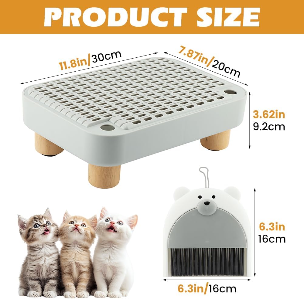 Cat Litter Box Step Ramp, Washable Step Pedal Stool with Non Slip Wood Base